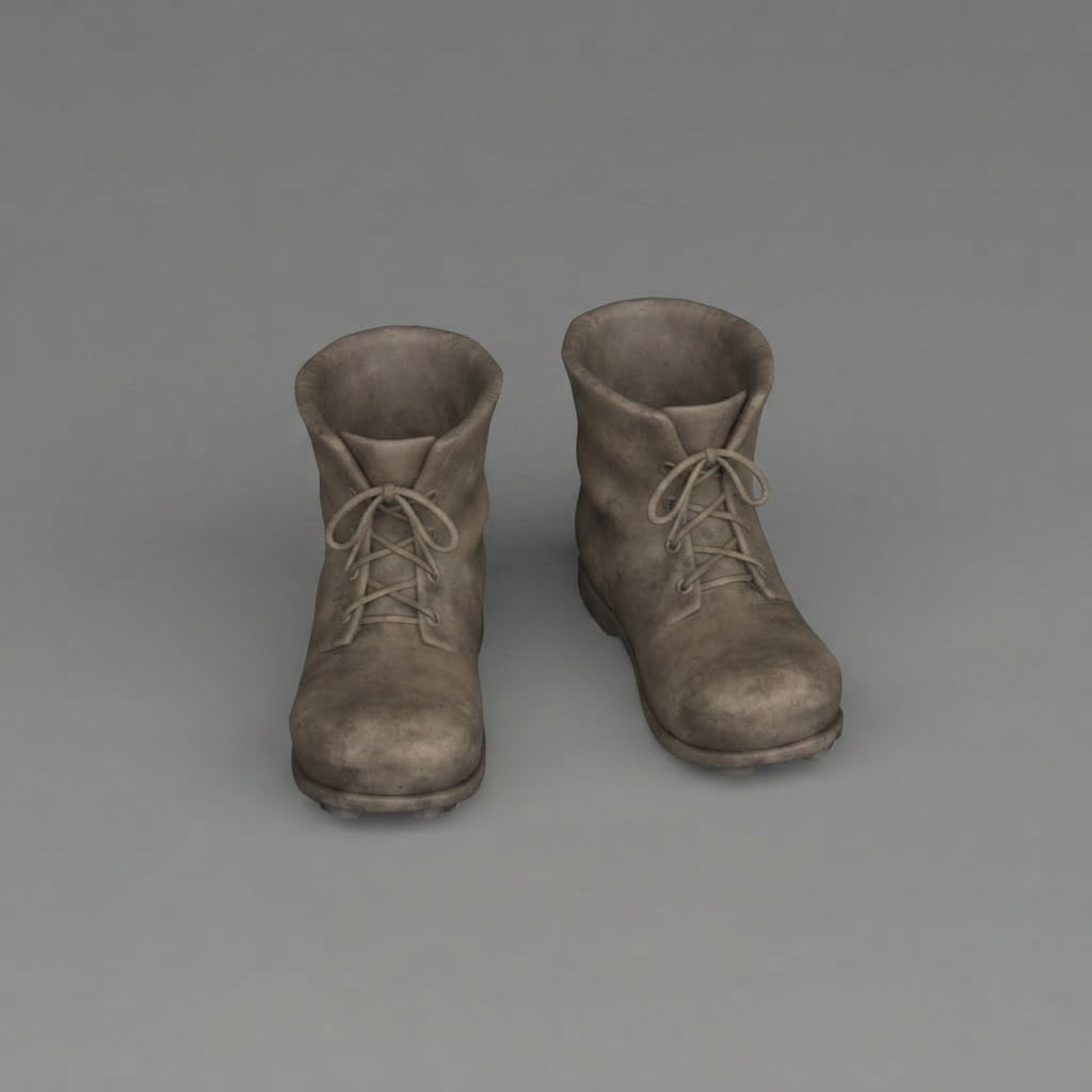 Image: Isolate ONLY the pair of old worn brown leather bo