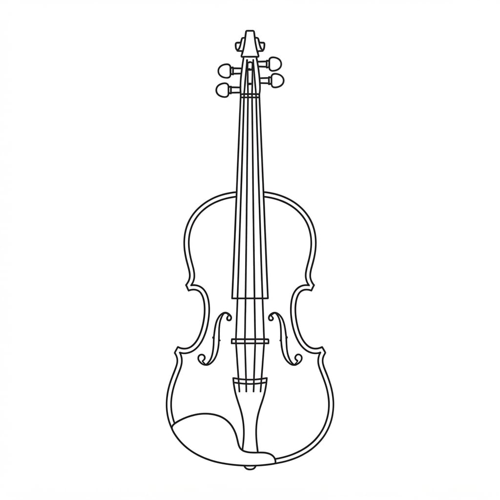 Image: A single VIOLIN drawn as a clean minimalist black