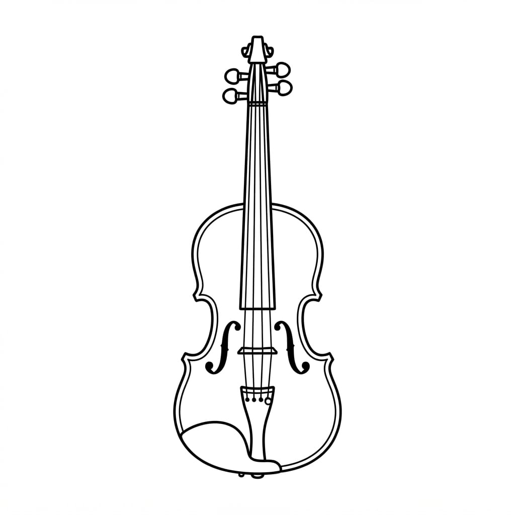 Image: A single VIOLIN as a clean minimalist black outlin