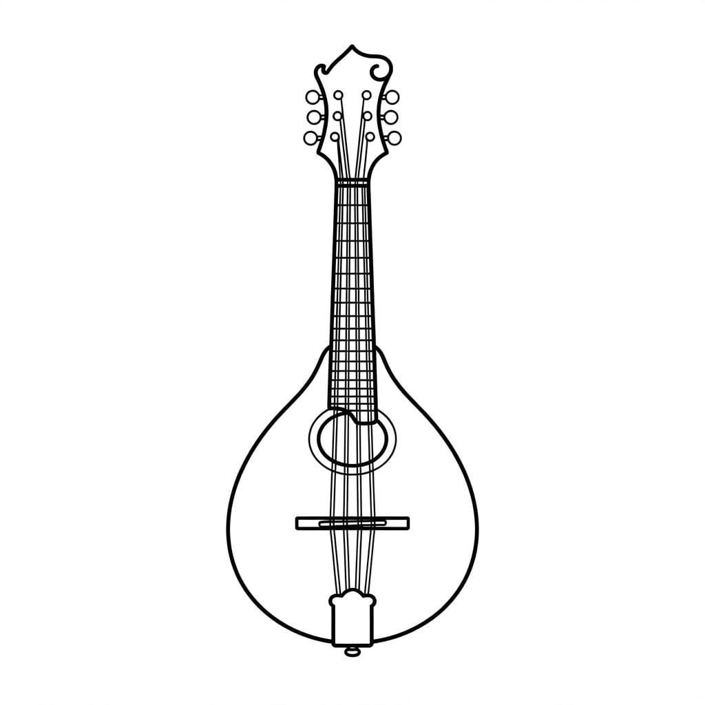 Image: A single MANDOLIN as a clean minimalist black outl