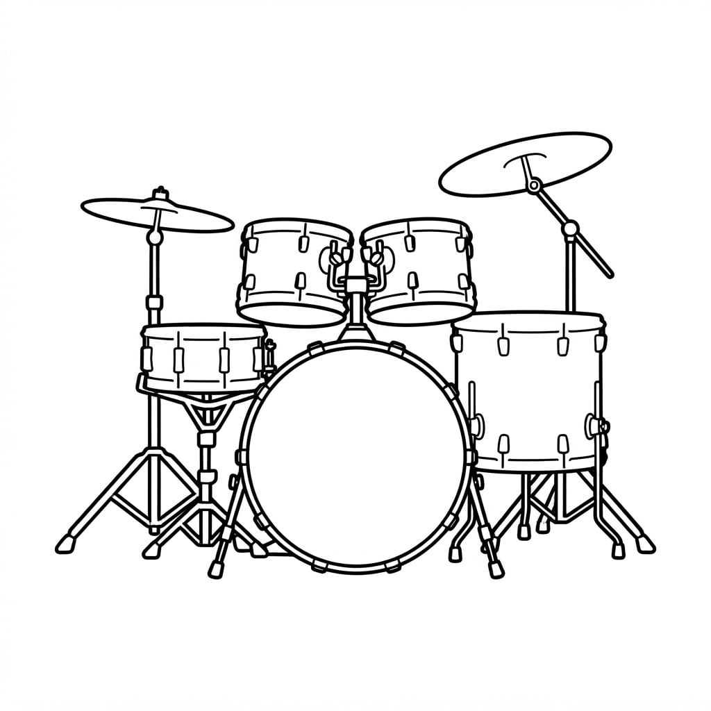 Image: Redraw this drum kit as a clean, bold ICON / picto