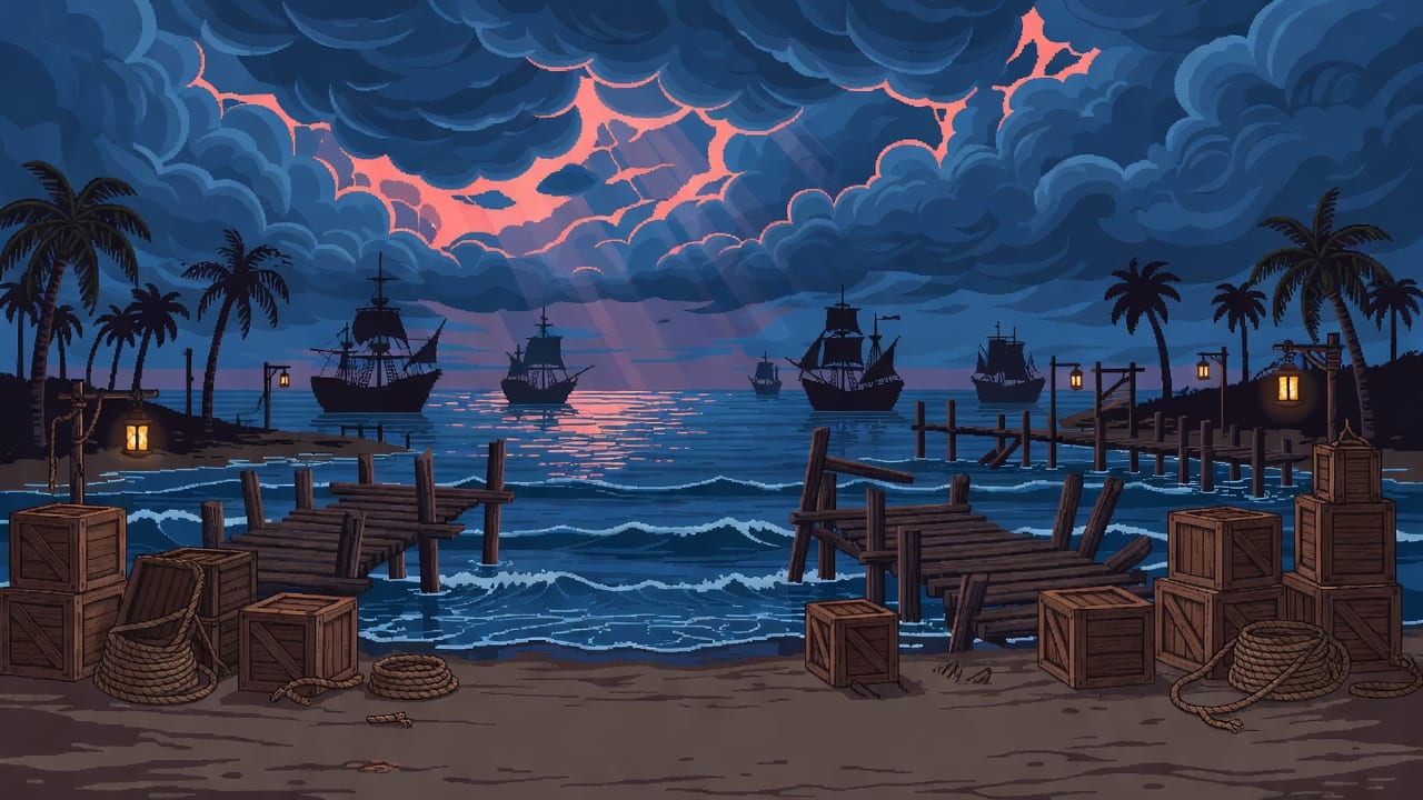 Moonwake Cove Pirate Harbor Background