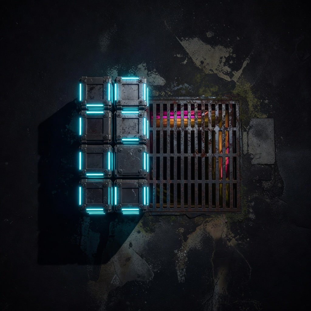 Neon Crate Grate Stack Prop Top-Down