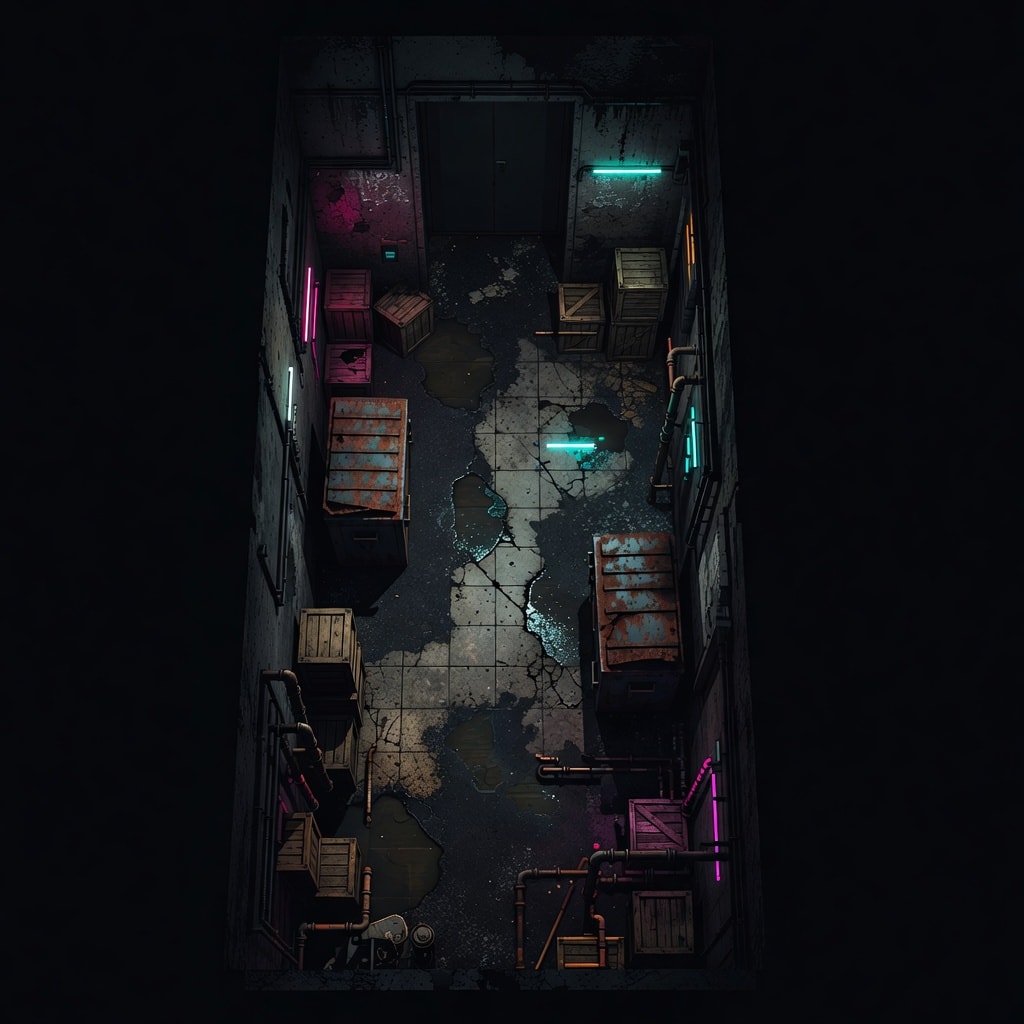 Neon Alley Dead-End Tile Top-Down