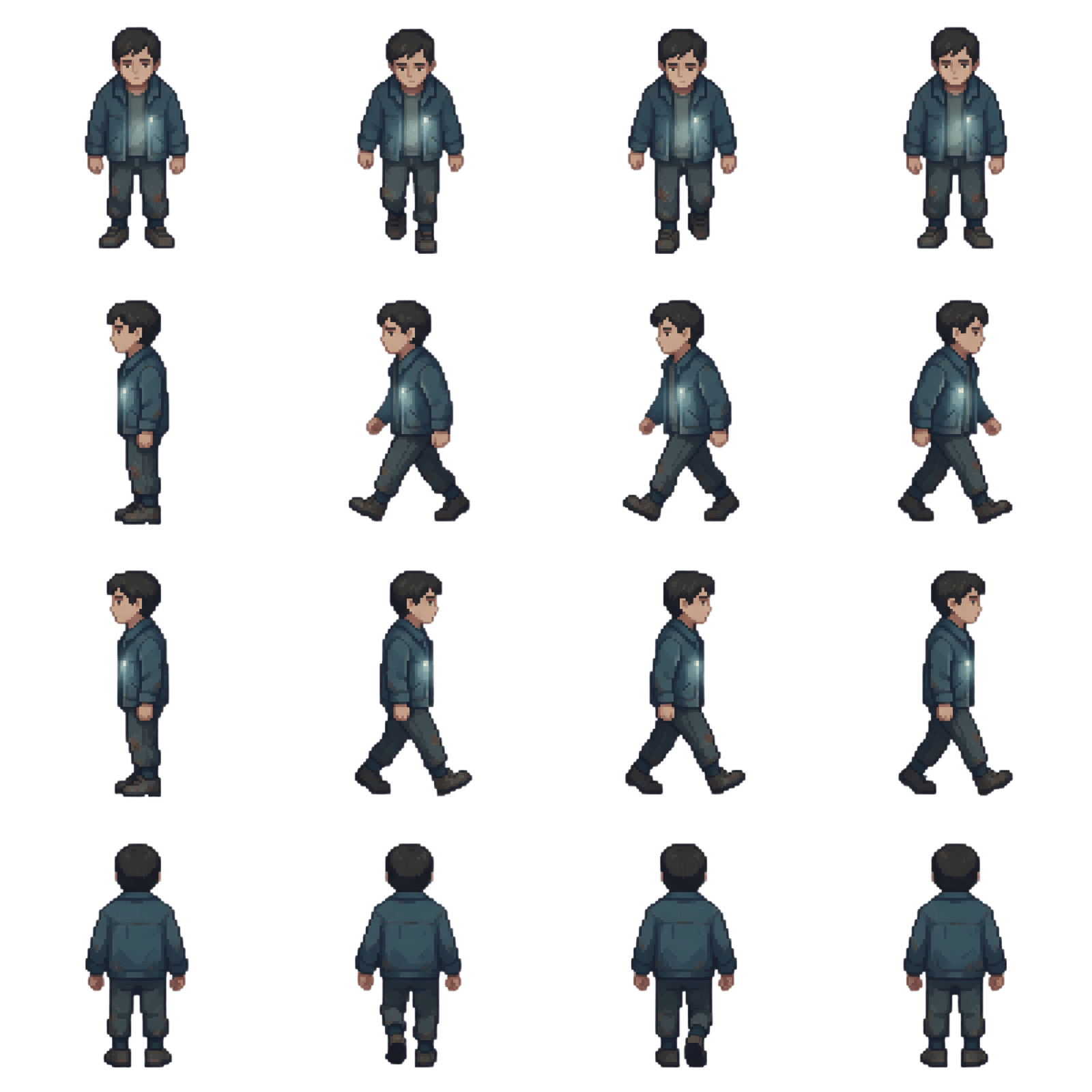Metro Worker Top-Down Sprite Sheet
