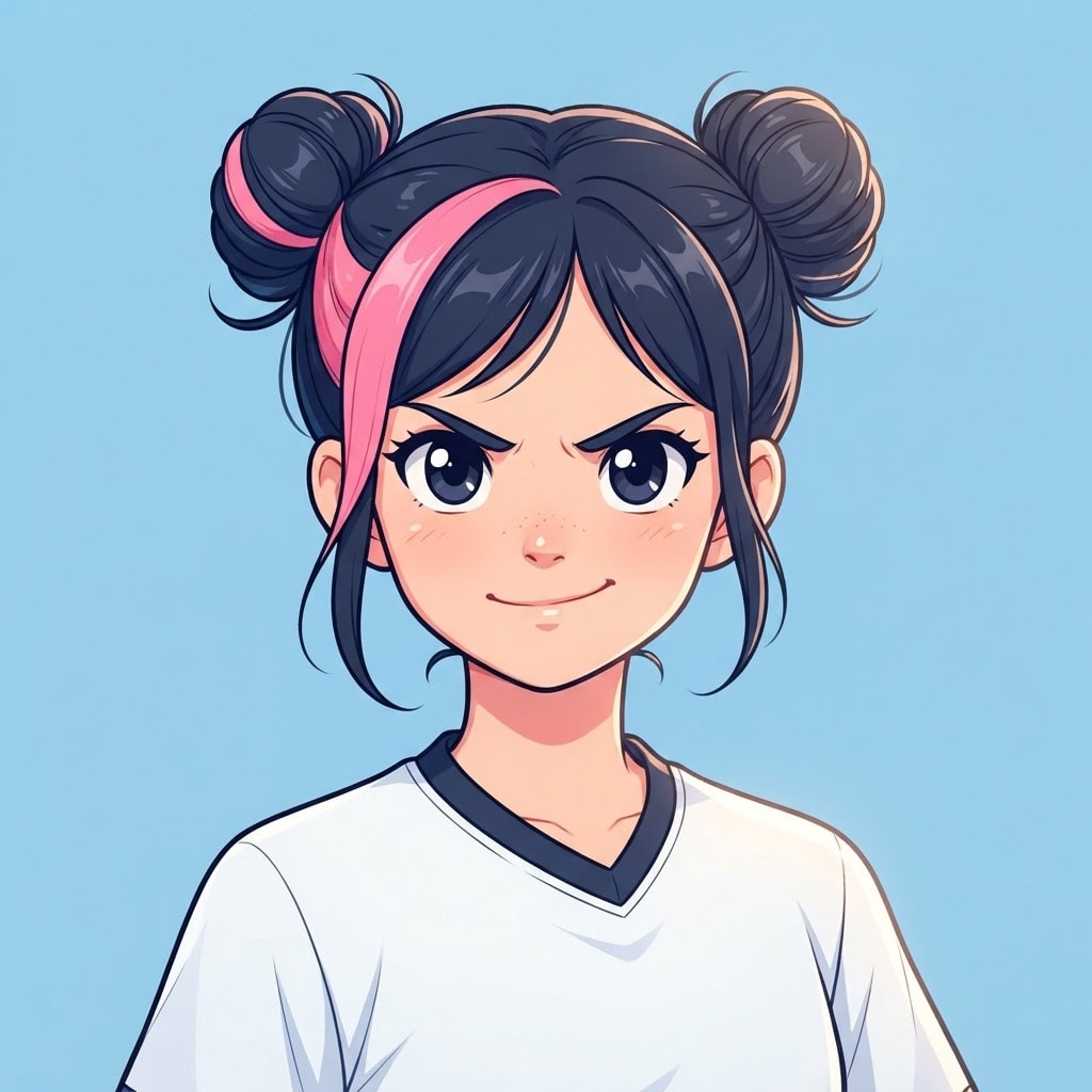 Image: anime bust portrait of a determined 12-year-old yo