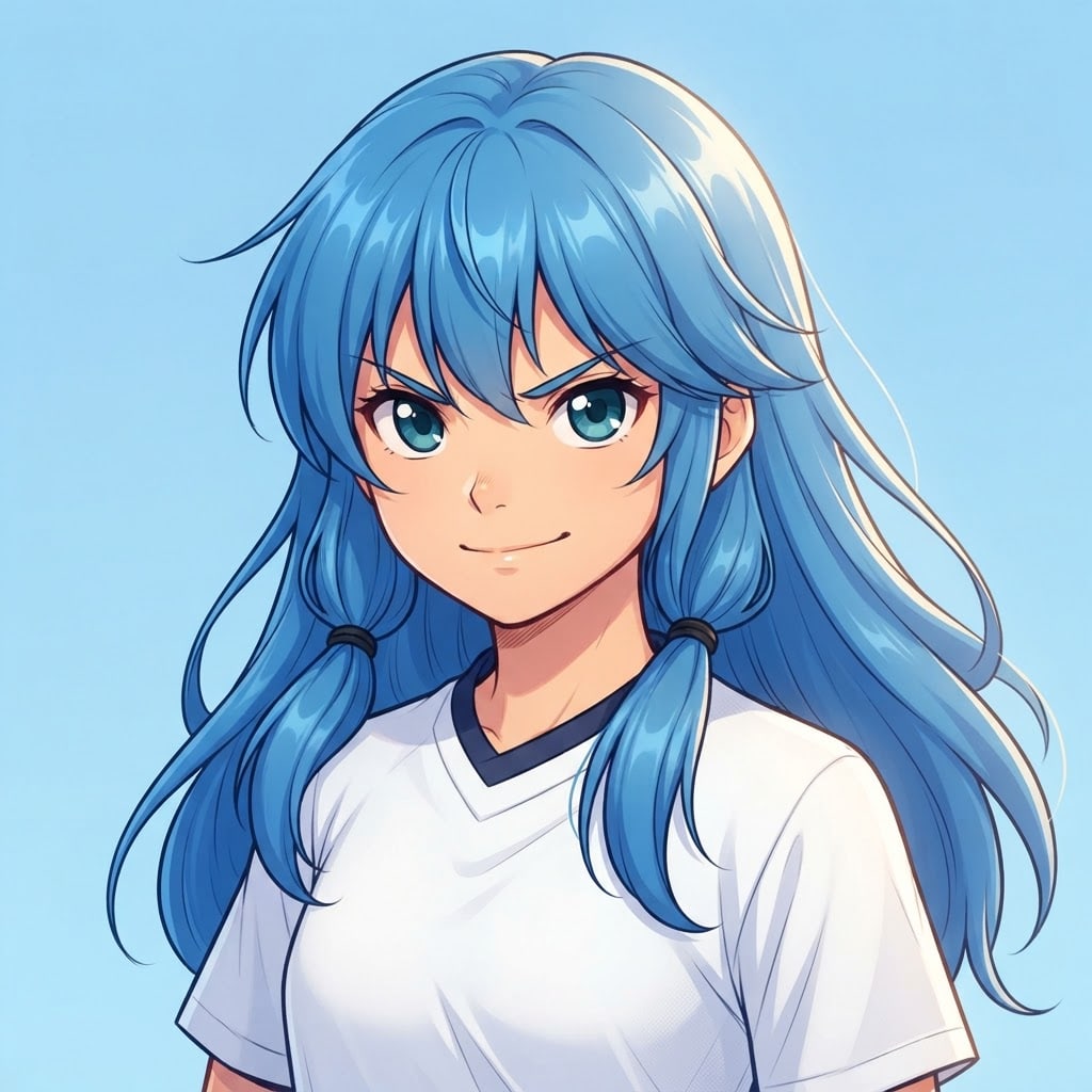 Image: anime bust portrait of a determined 12-year-old yo