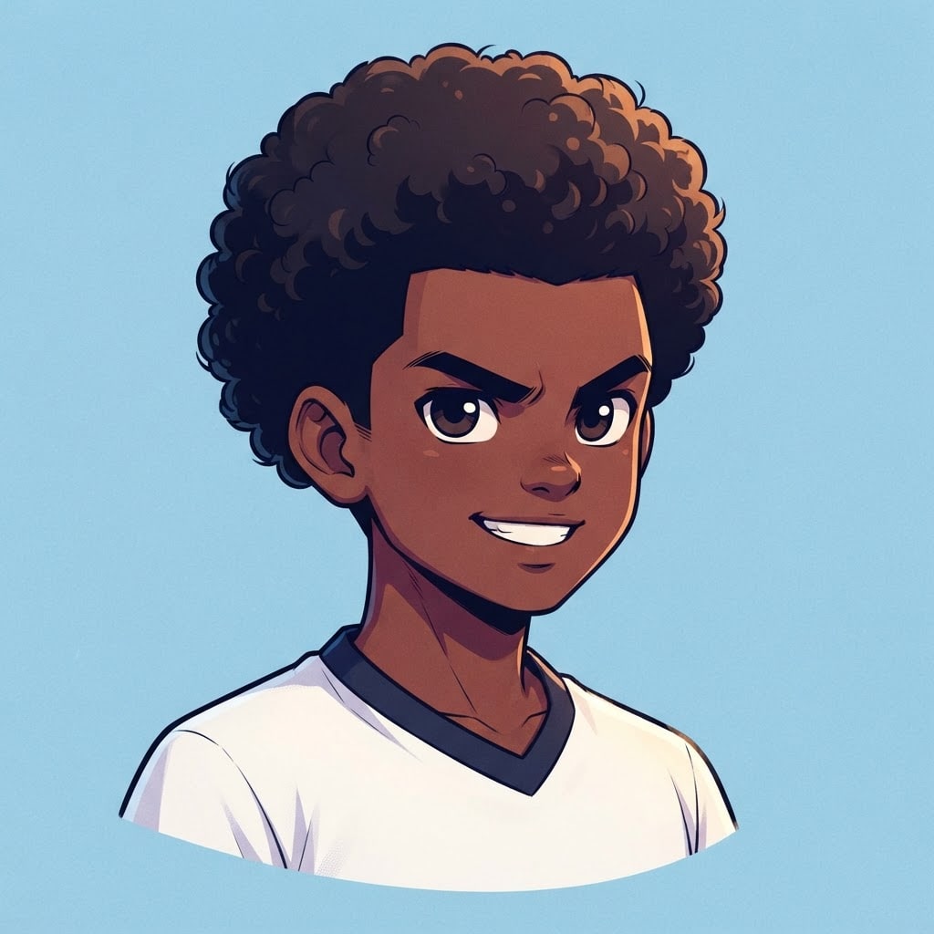 Image: anime bust portrait of a determined 12-year-old yo