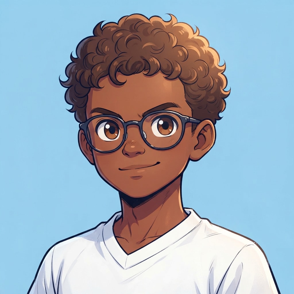 Image: anime bust portrait of a determined 12-year-old yo