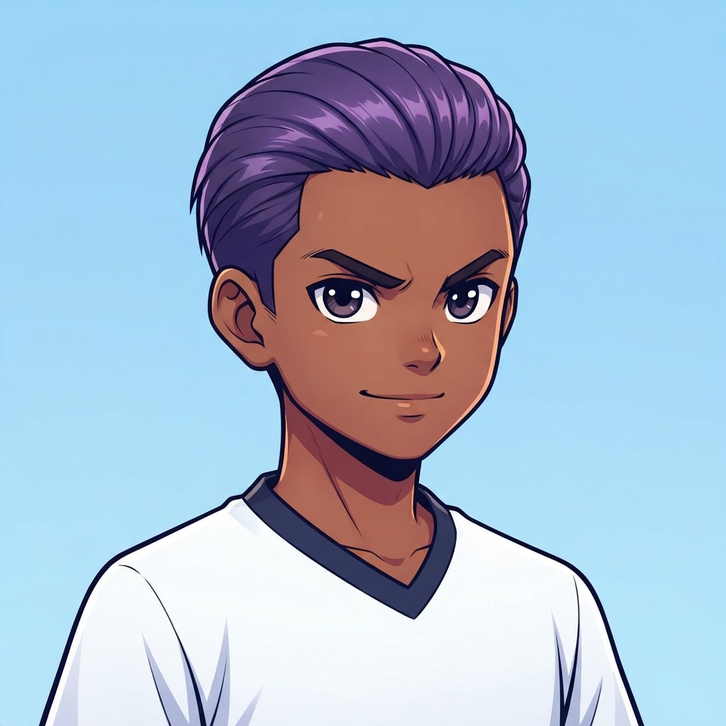 Image: anime bust portrait of a determined 12-year-old yo