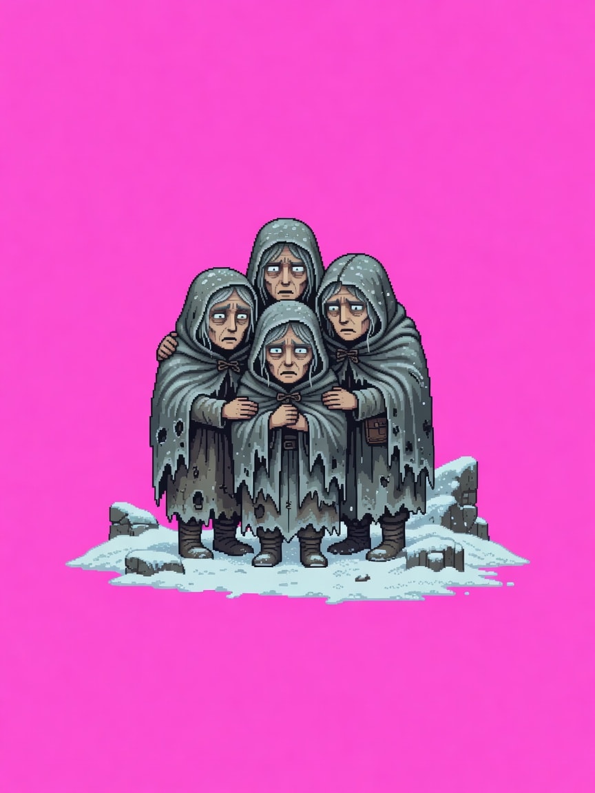 Townspeople Huddled Group