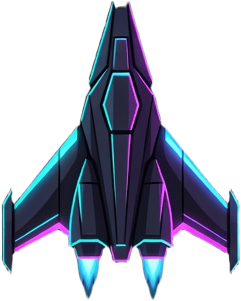 Top View Neon Space Warship Sprite