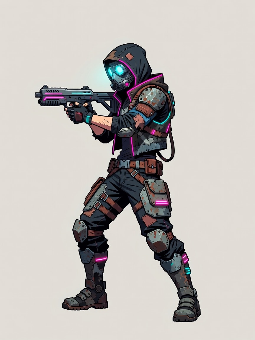 Cyberpunk Scavenger Sidescroller Character