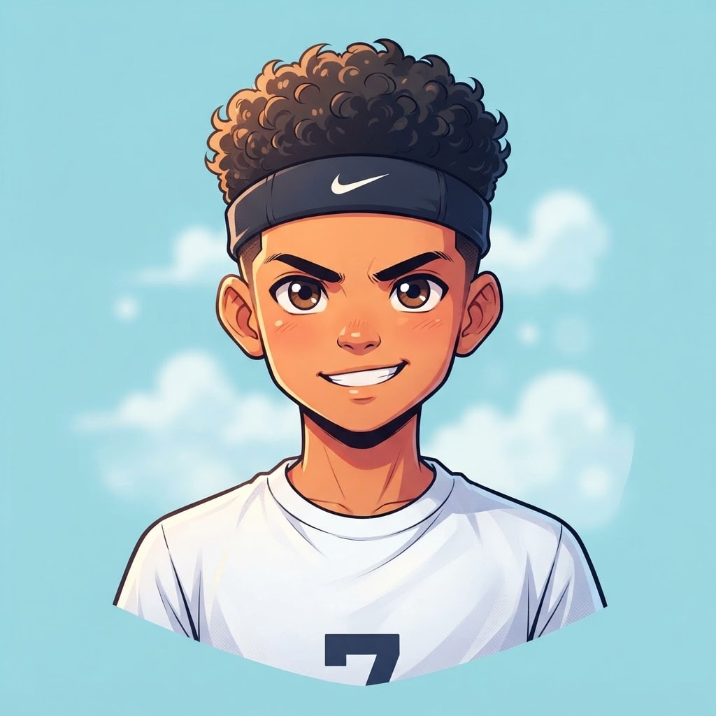 Image: anime bust portrait of a determined 12-year-old yo