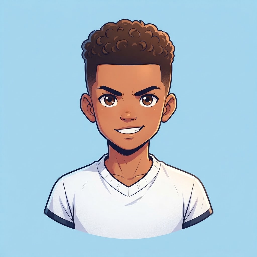 Image: anime bust portrait of a determined 12-year-old yo