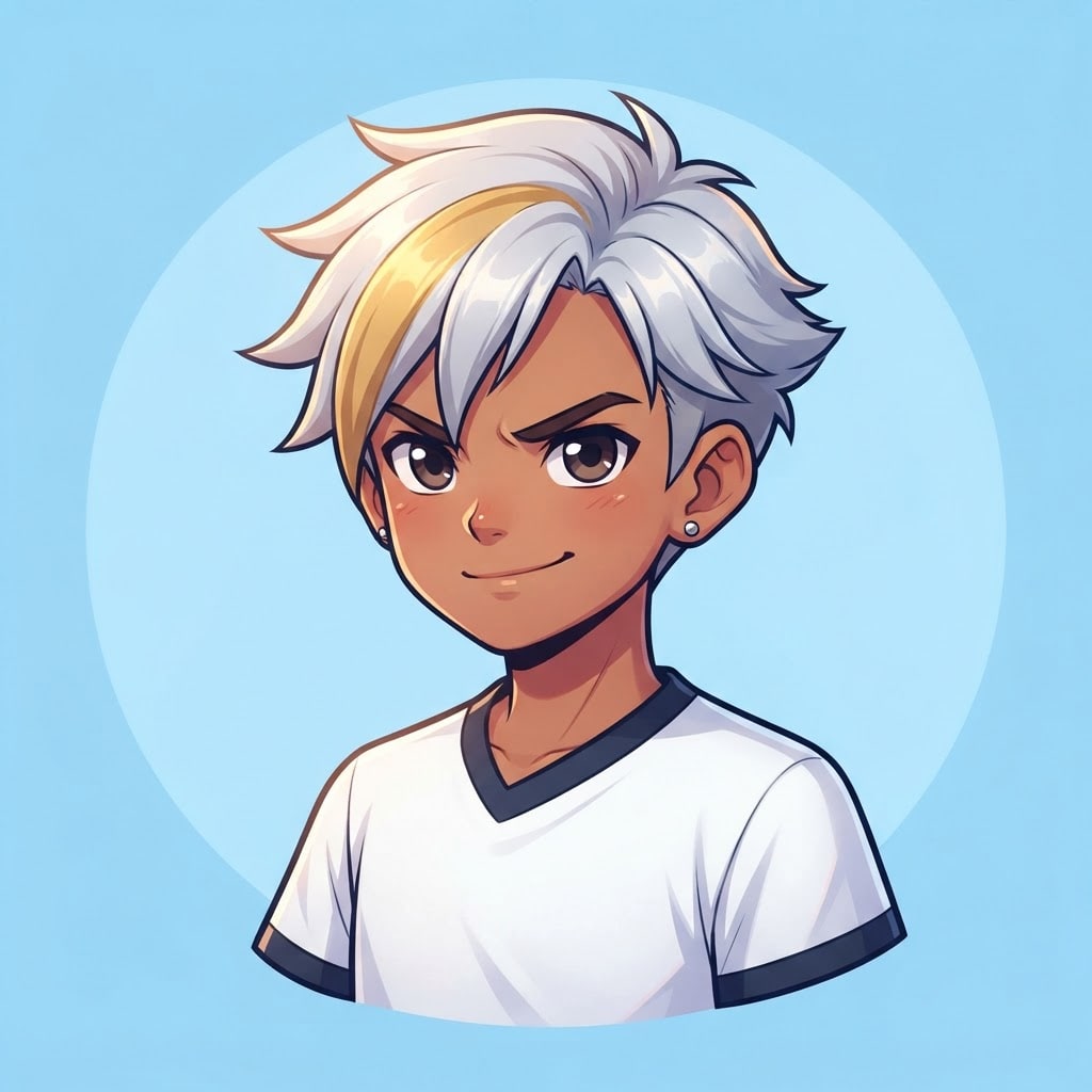 Image: anime bust portrait of a determined 12-year-old yo