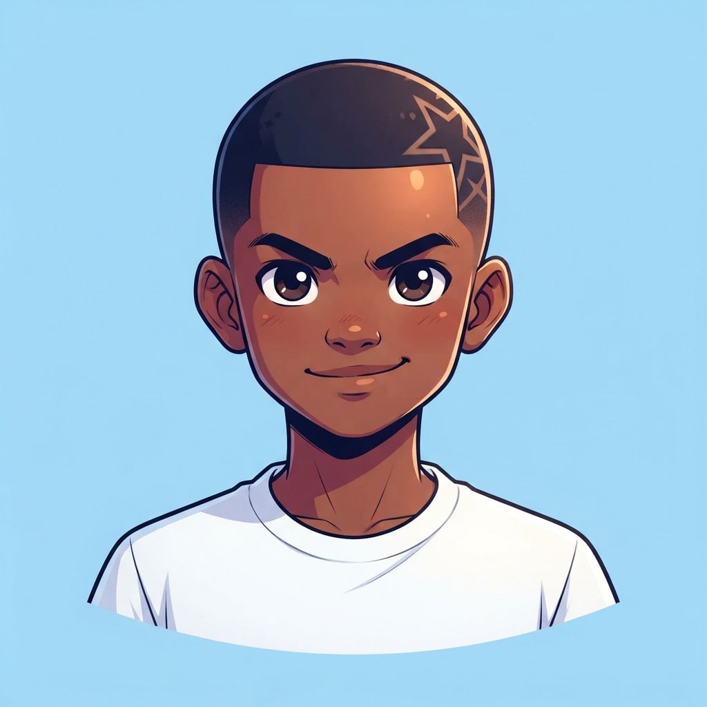 Image: anime bust portrait of a determined 12-year-old yo