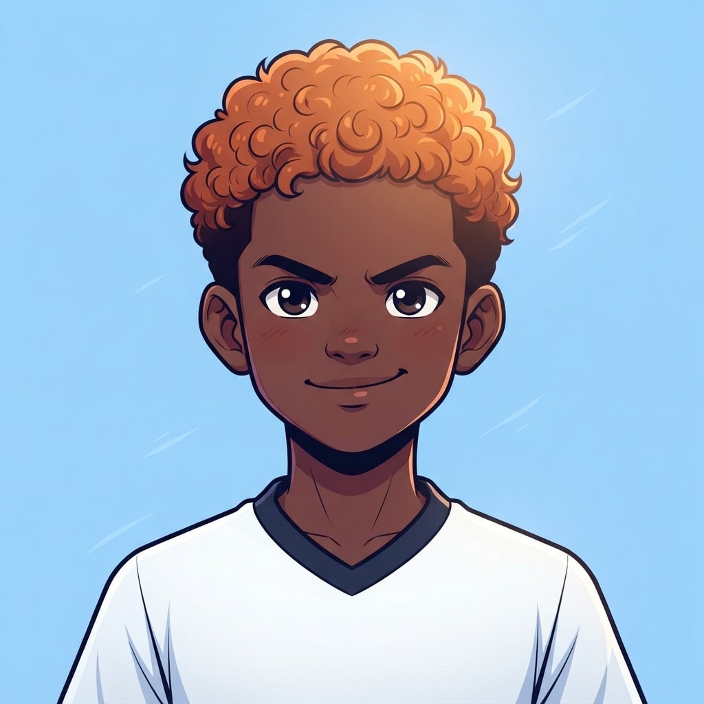 Image: anime bust portrait of a determined 12-year-old yo
