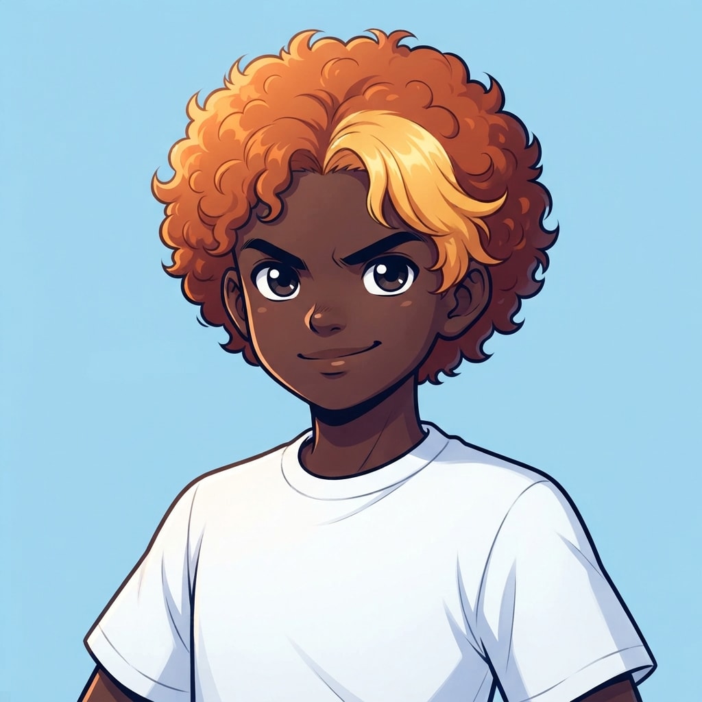 Image: anime bust portrait of a determined 12-year-old yo