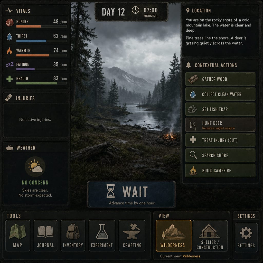 Survival Game HUD Interface