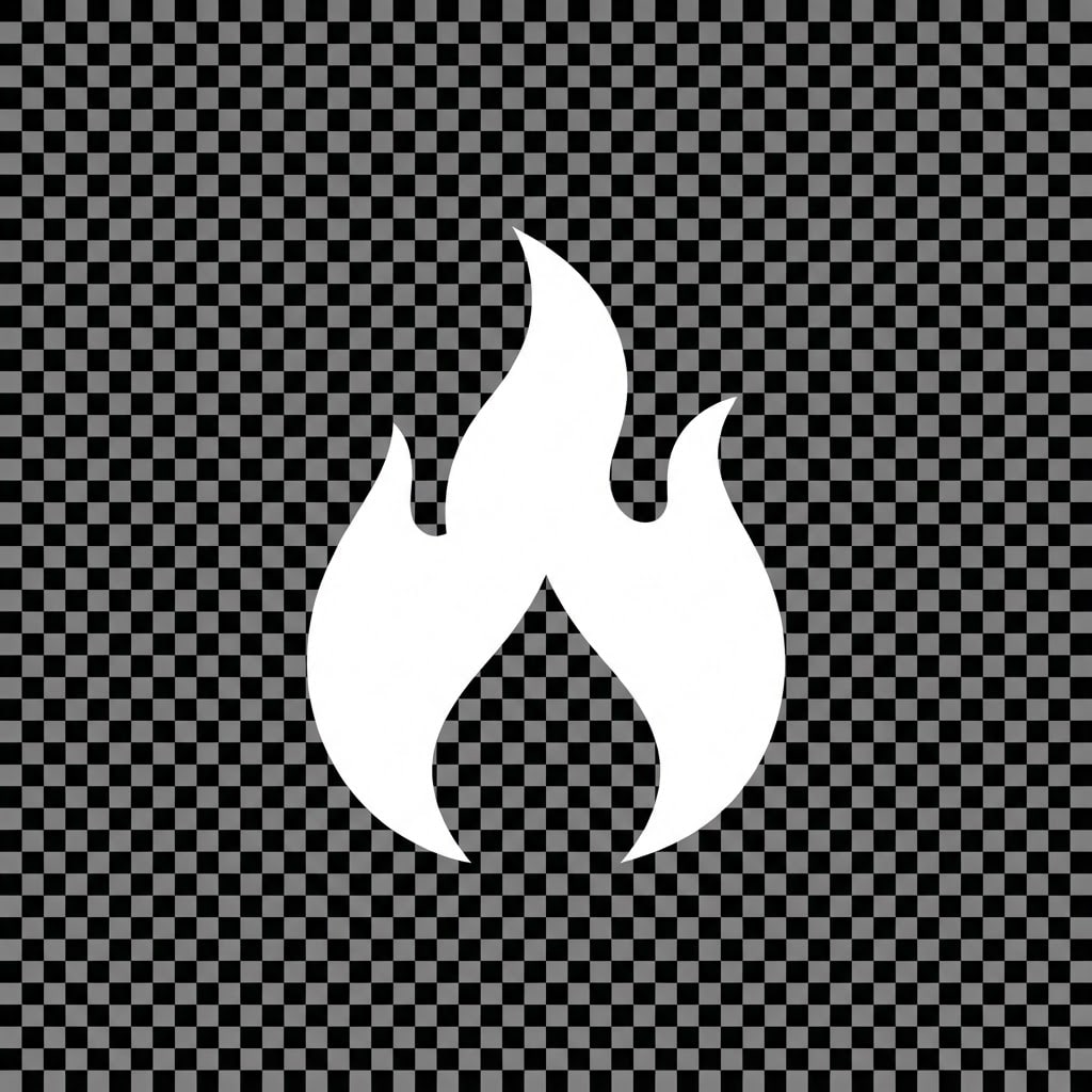Image: Flat icon of a single classic campfire flame, simp