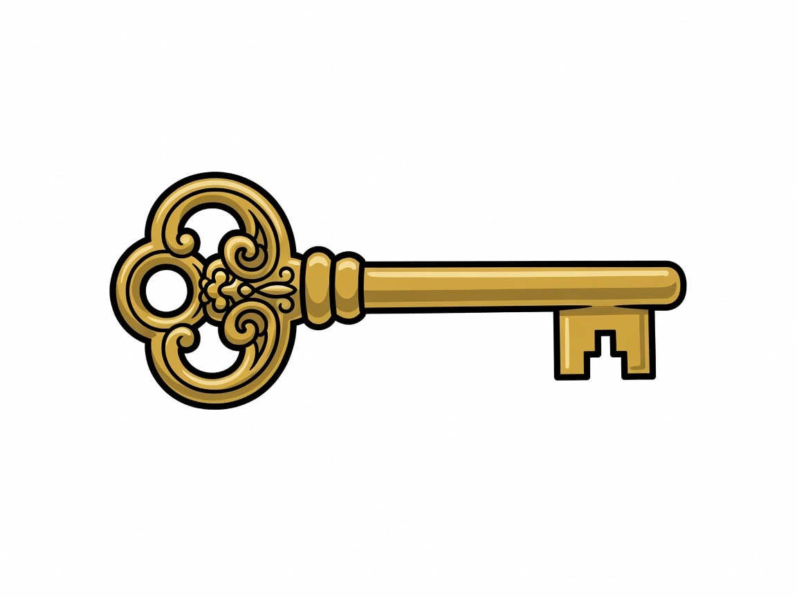 Cartoon Brass Key Prop