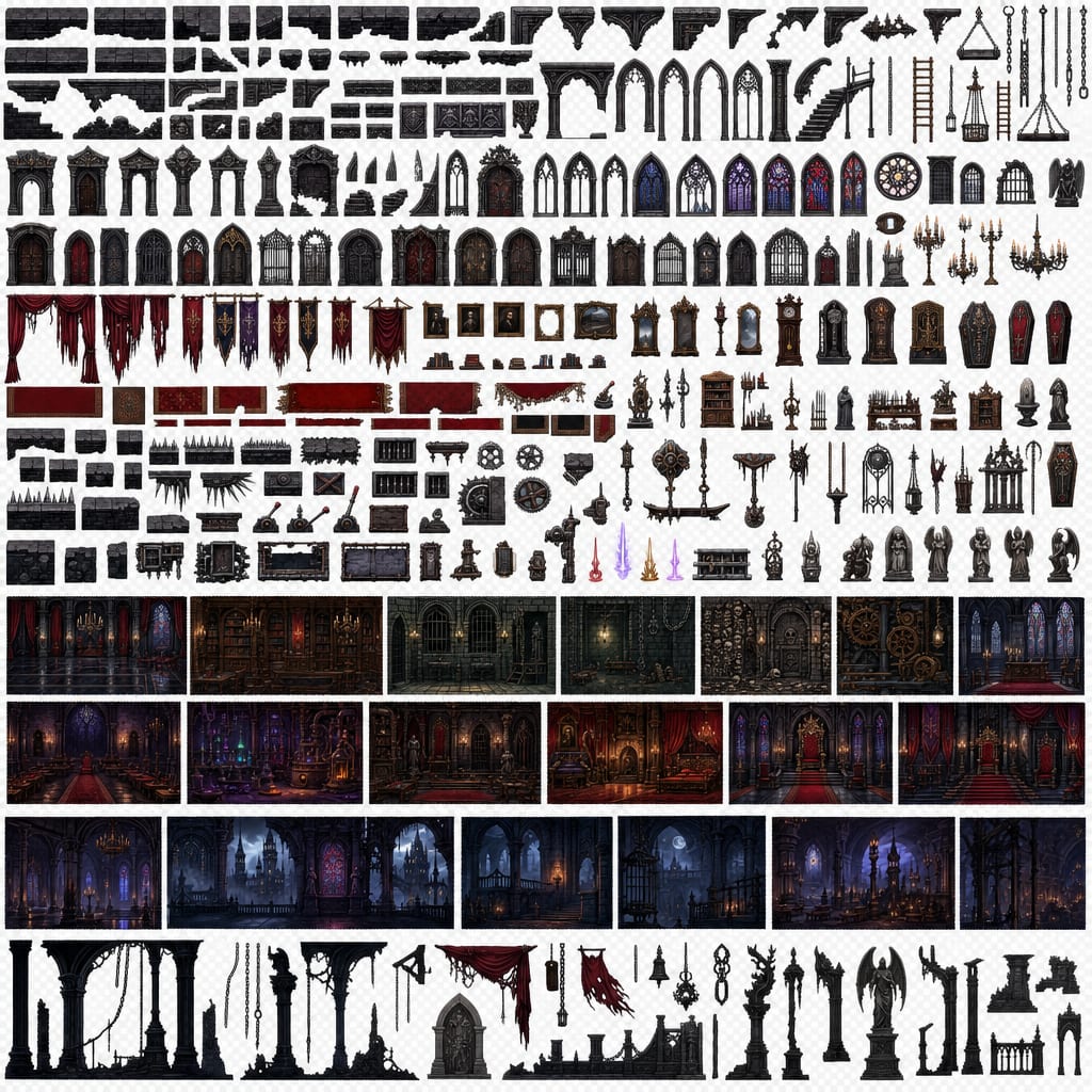 ## 2D METROIDVANIA TILESET — VAMPIRE (2)