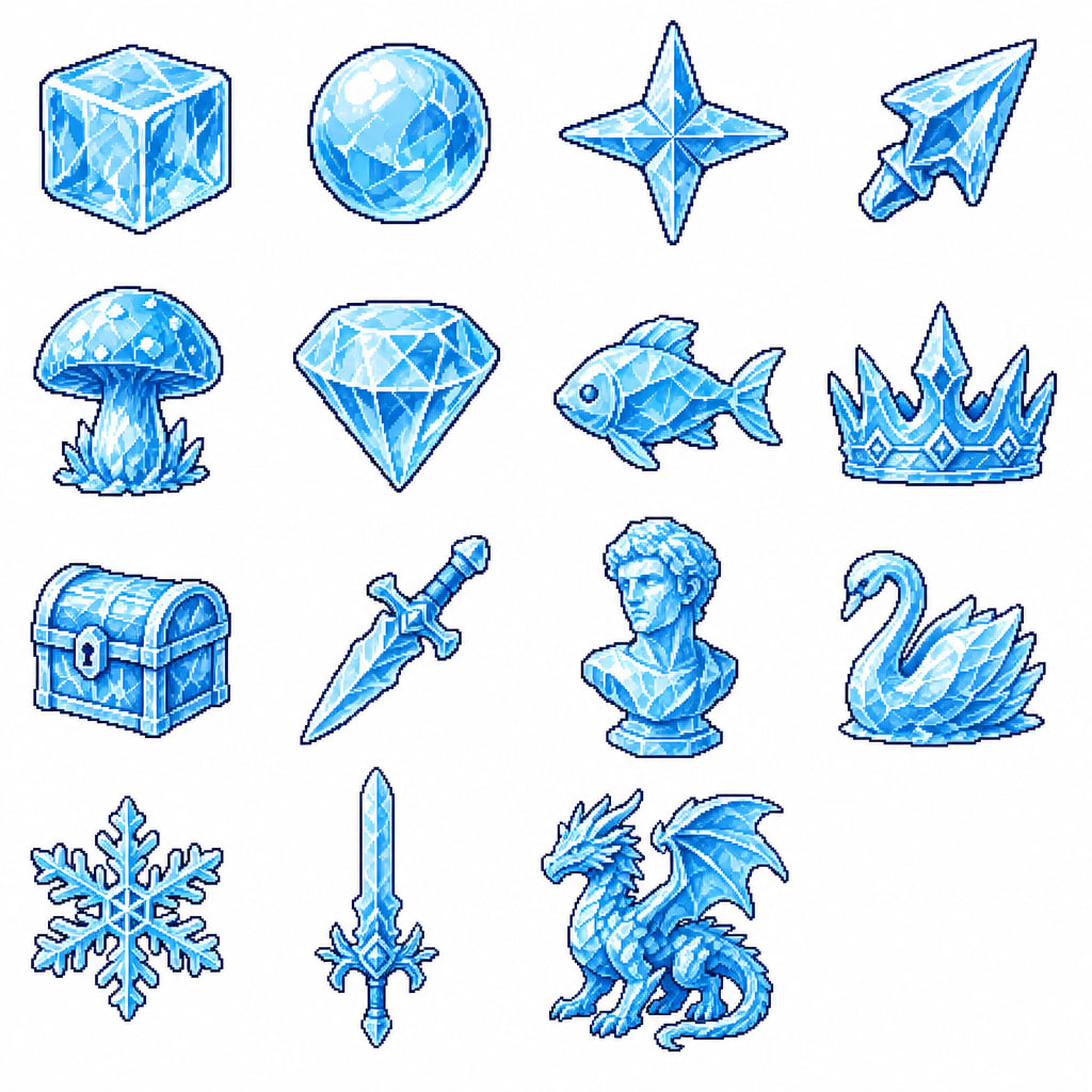 Ice Item Sprite Sheet 4x4