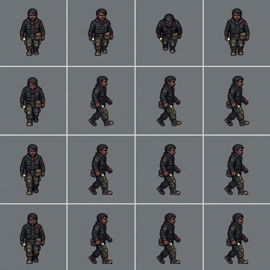 Beneath the Ashes Survivor Sprite Sheet