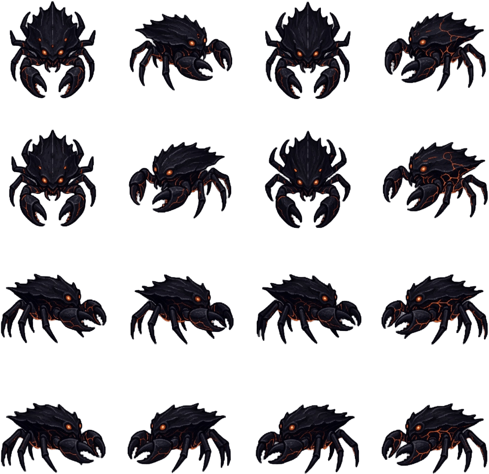 Beneath the Ashes Alien Crab Sprite Sheet