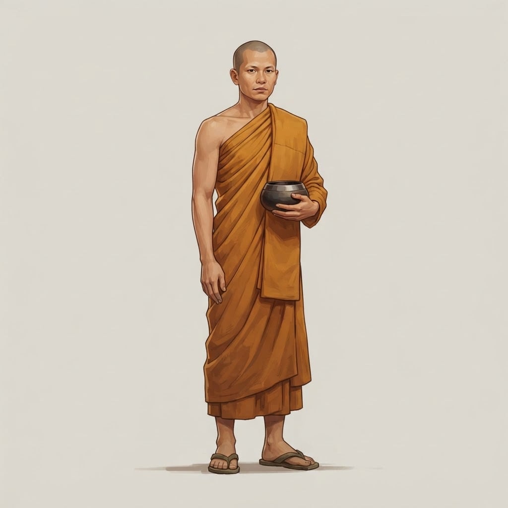 Theravada Buddhist Monk 2D Character Concept