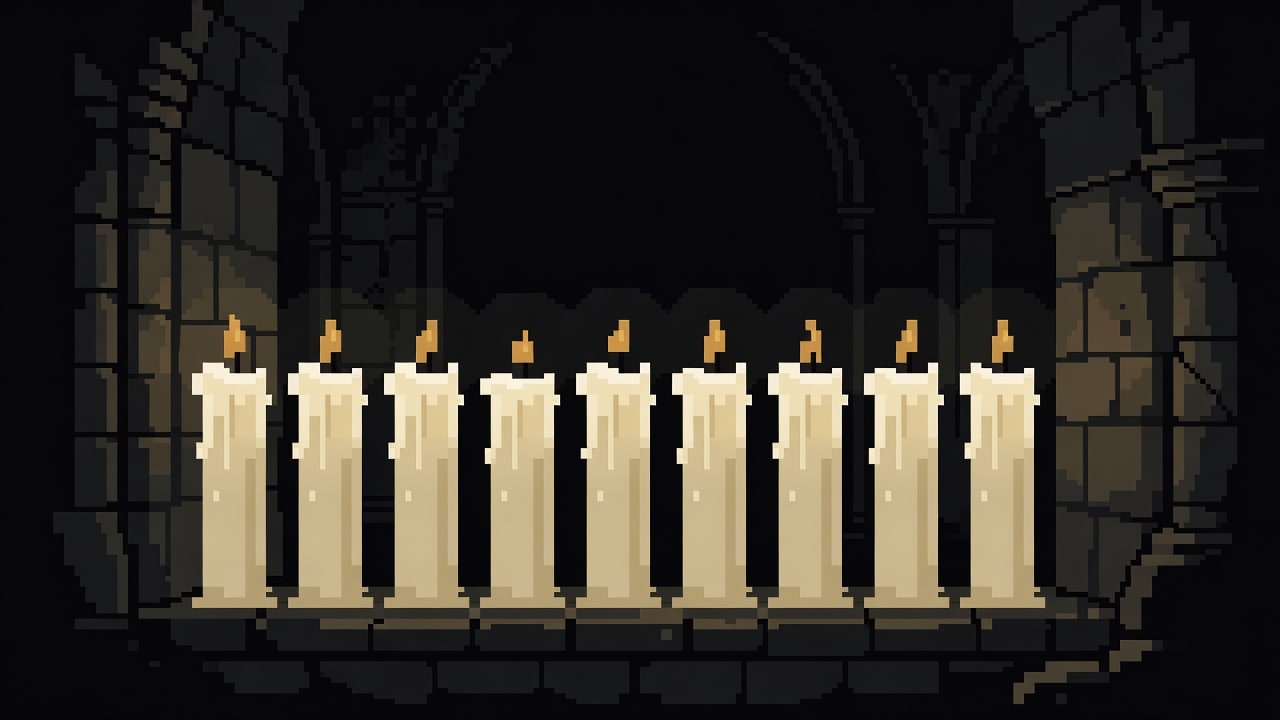 Lit Altar Candles - crisp pixel art