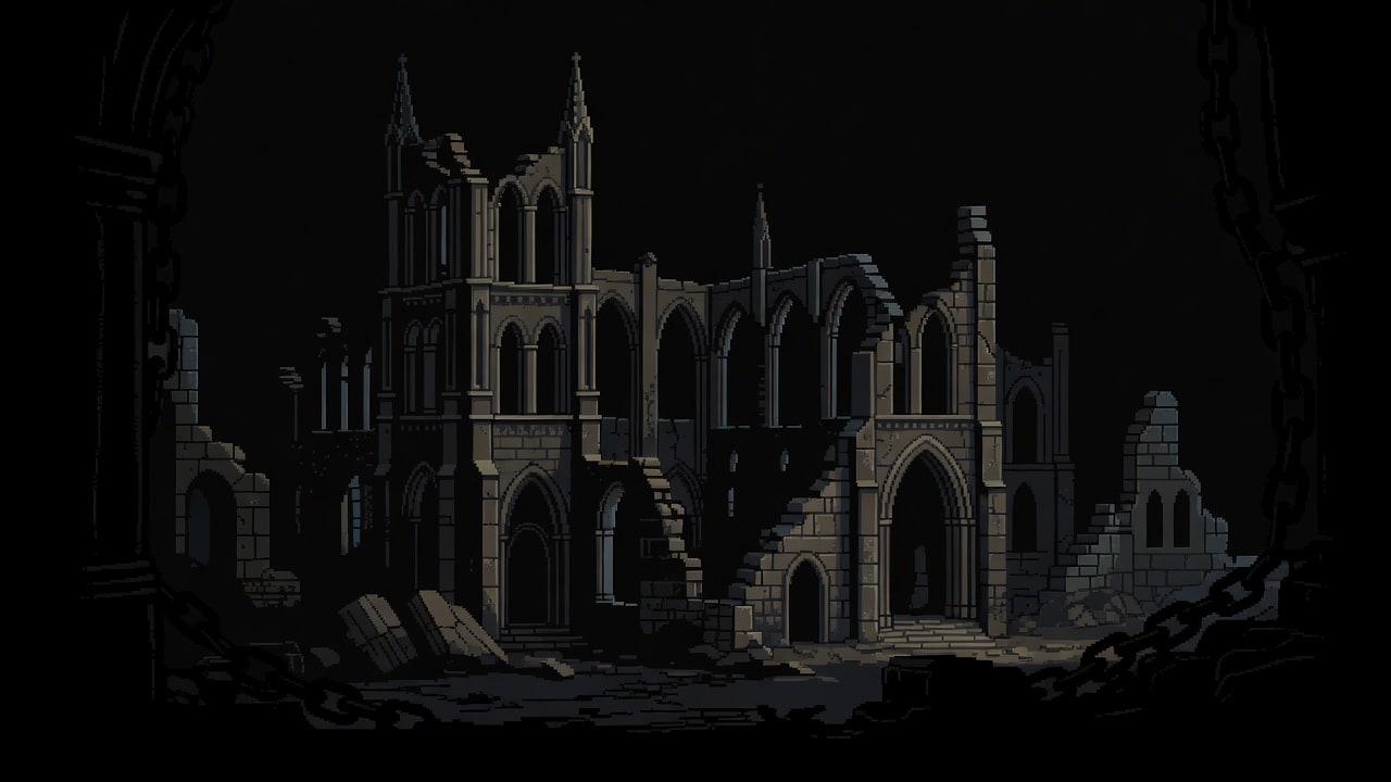 Foreground Parallax Pillar Silhouettes - crisp pixel art