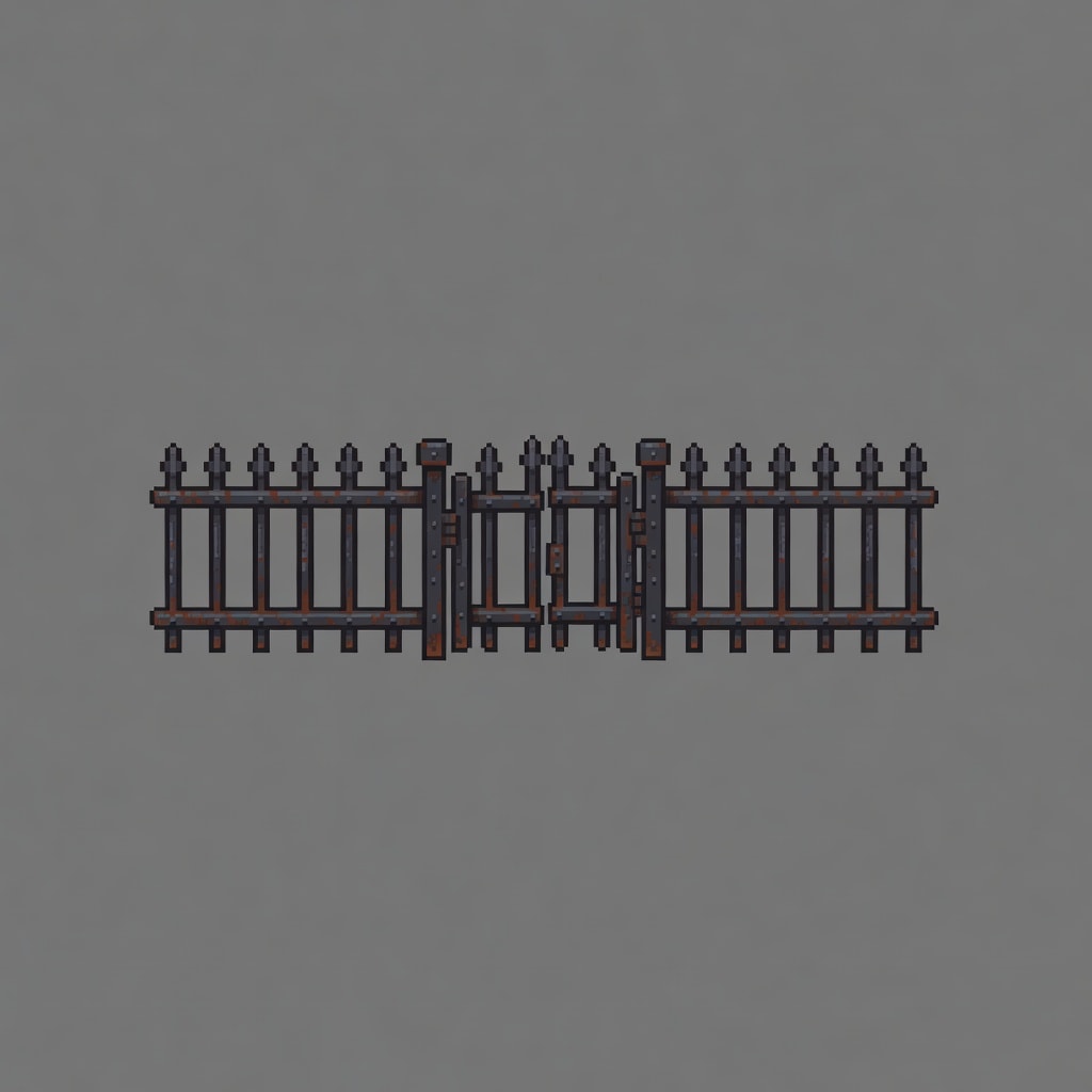 Pixel Iron Fence Section