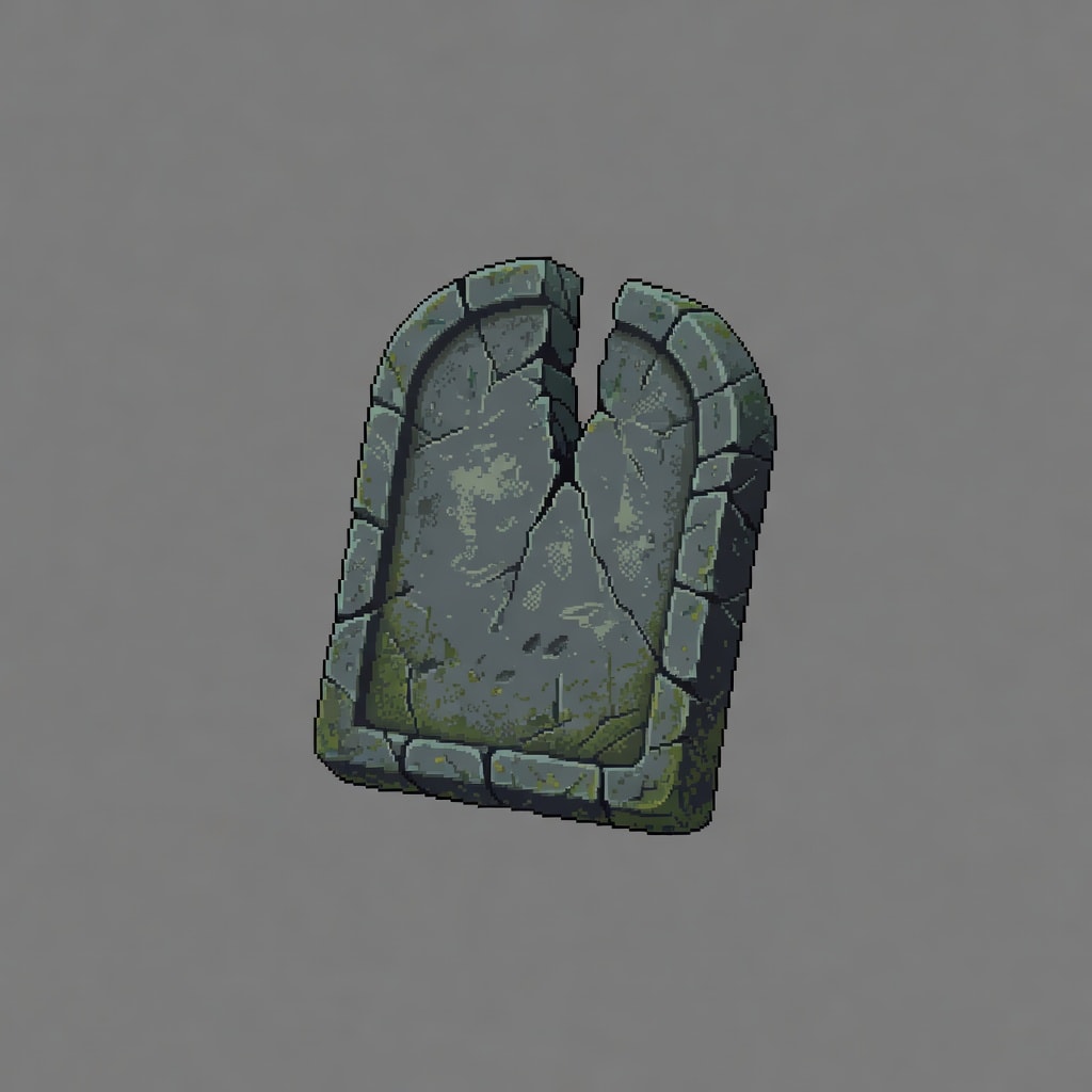 Pixel Broken Gravestone