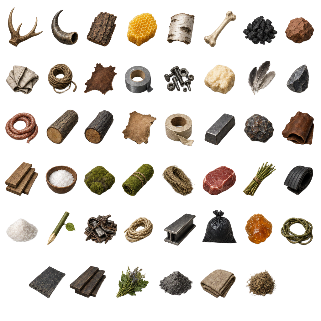 Transparent-background survival game inventory …