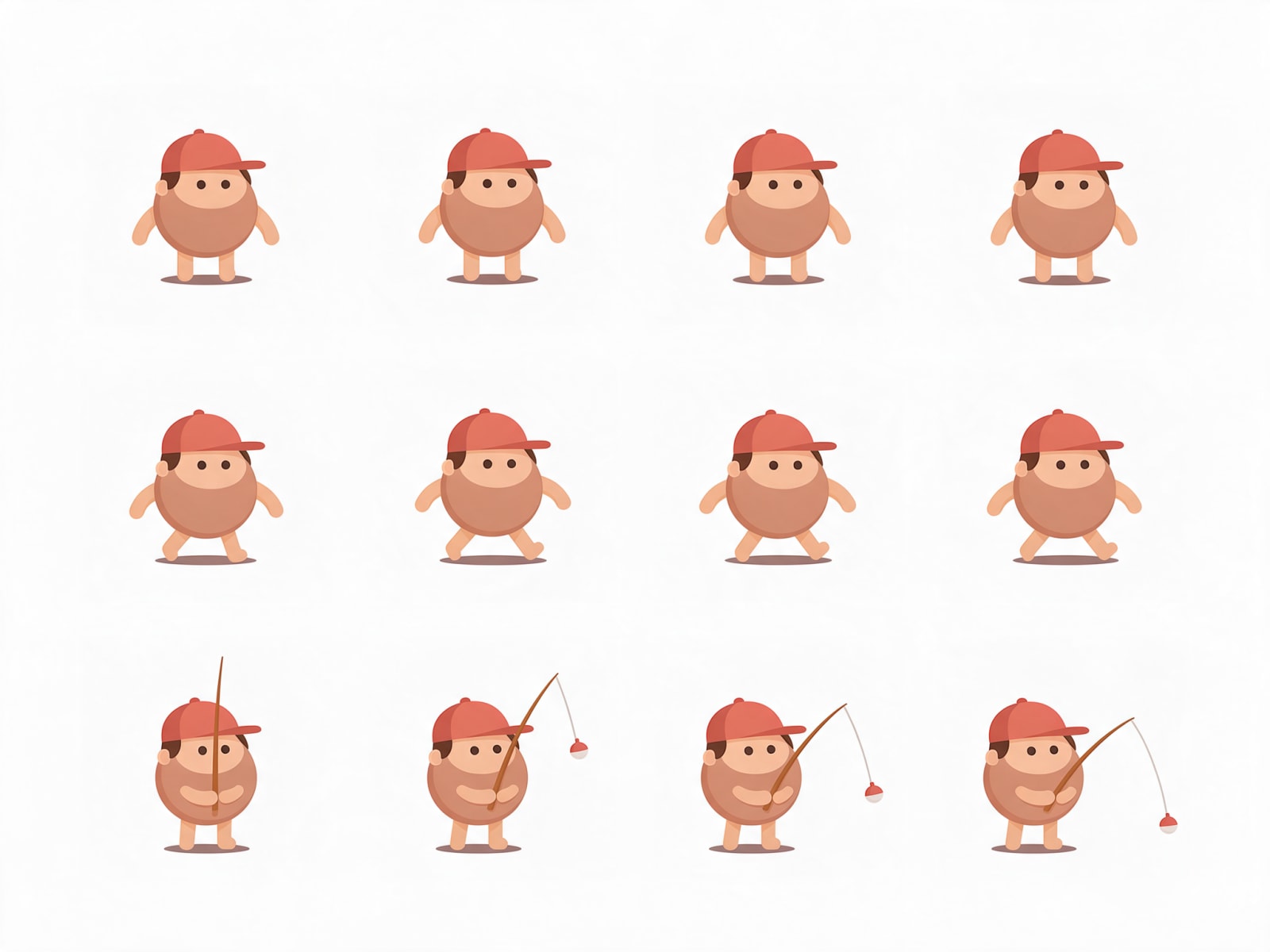 Fisherman Sprite Sheet (Idle Walk Cast)