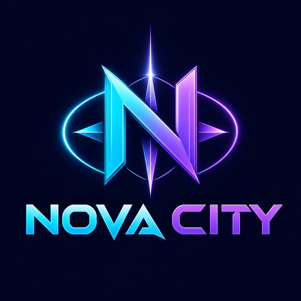 NOVA CITY Futuristic Game Logo