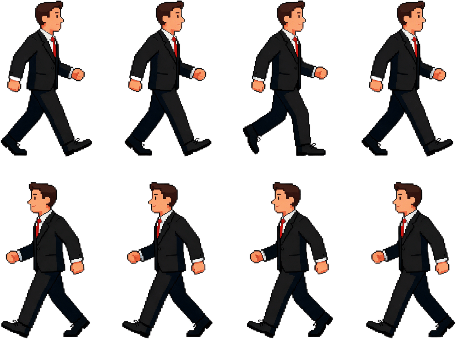 Casino Man Pixel Walk Sprite Sheet