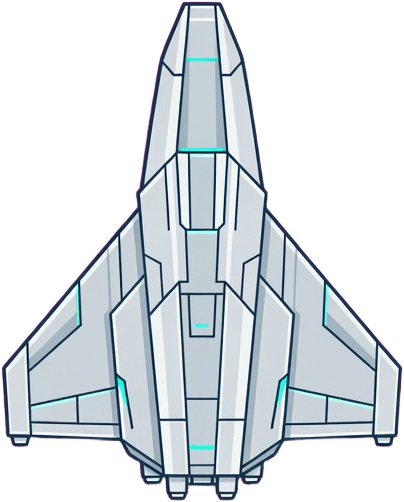 Viewer Fighter Hull (Light Gray/White, Top-Down)