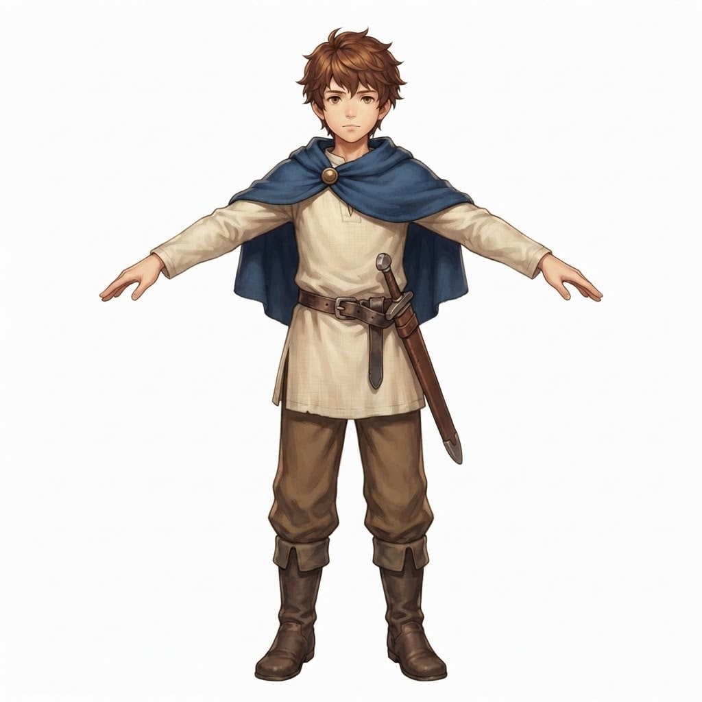 Image: A young teenage squire boy, about fourteen years o