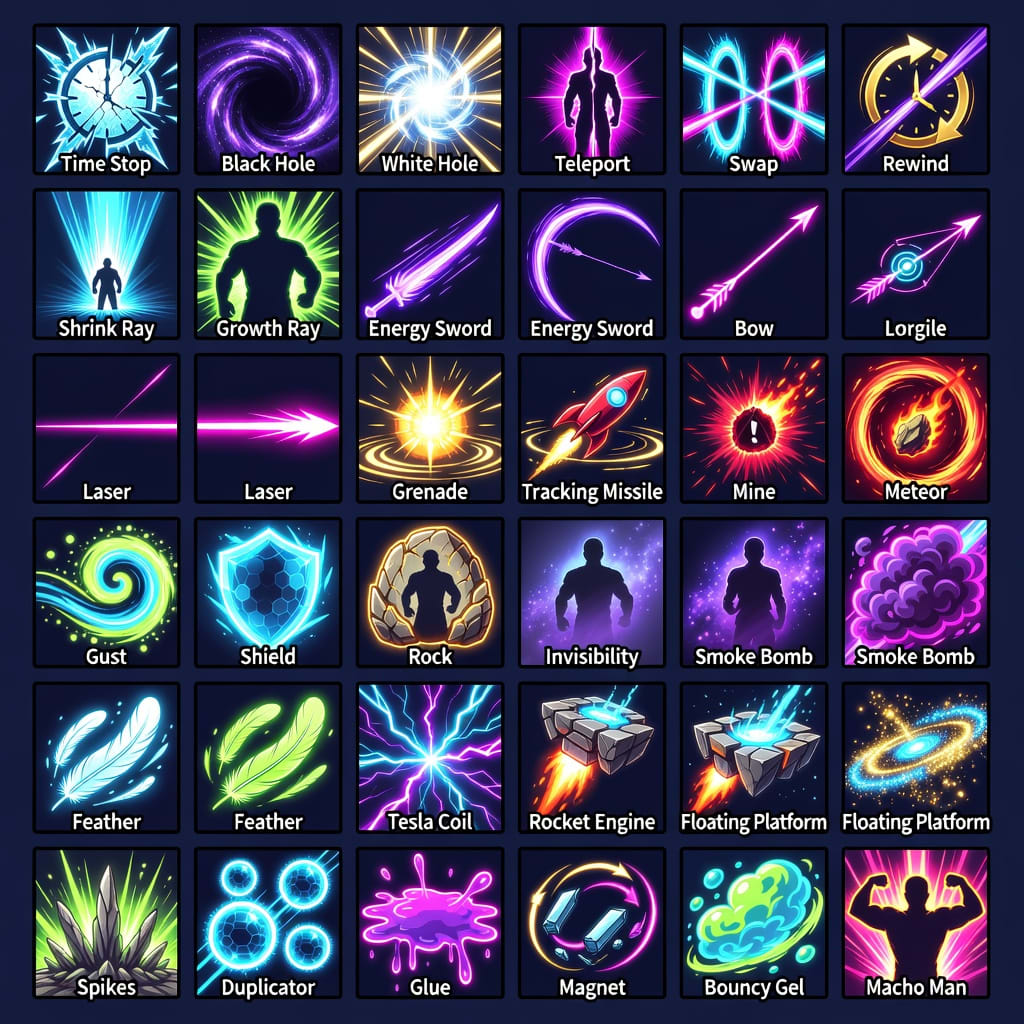 30 Anime Neon Ability Icons