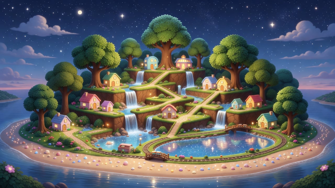Friends Cartoon Island Night Environment