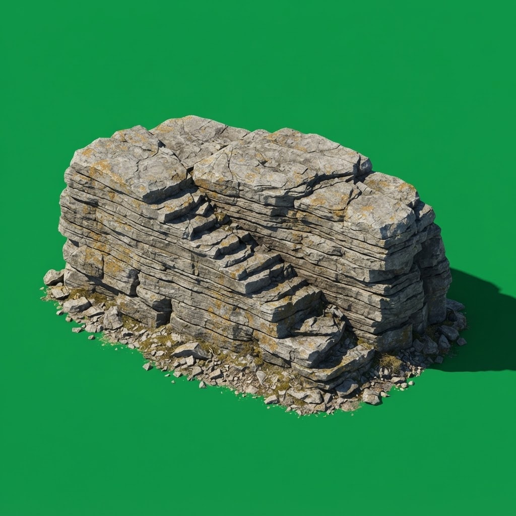 Image: A broad rocky crag, a wide blocky outcrop of layer