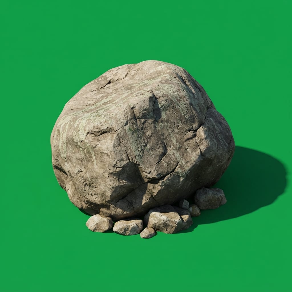 Image: A single huge weathered erratic boulder, rounded a
