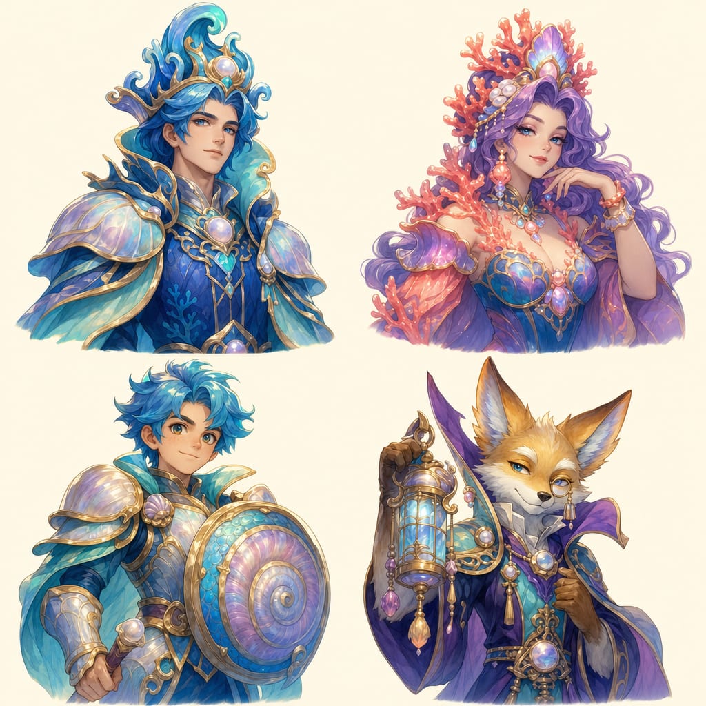 Aurora Tide Court Character Portraits (1 / 4)