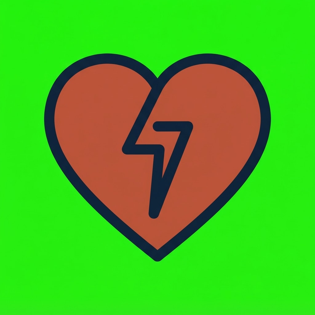 Image: A flat vector game status icon: a heart with a jag