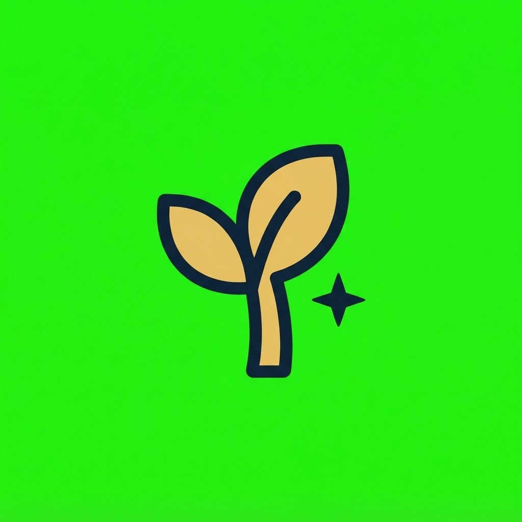 Image: A flat vector game status icon: a single sprouting