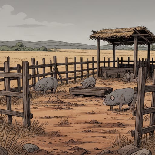 Rural Pig Pen Scene
