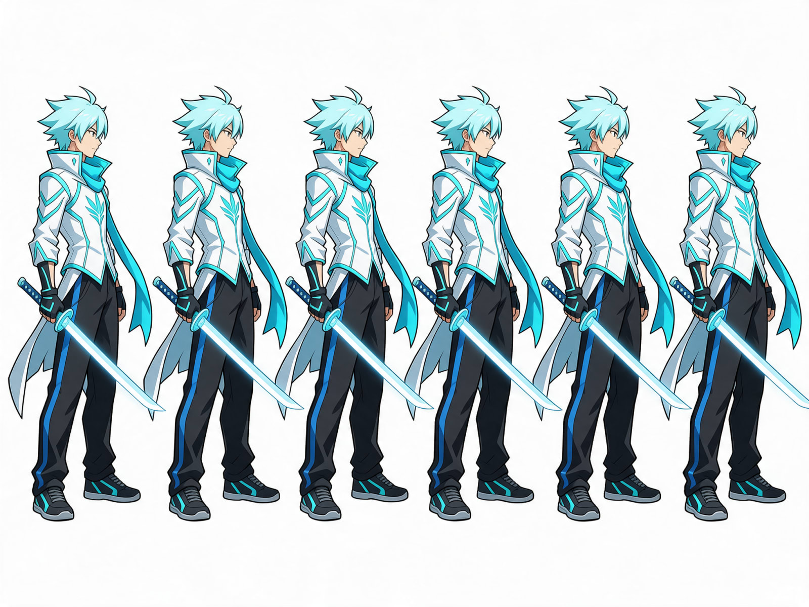 Cyan Sword Fighter Idle Strip